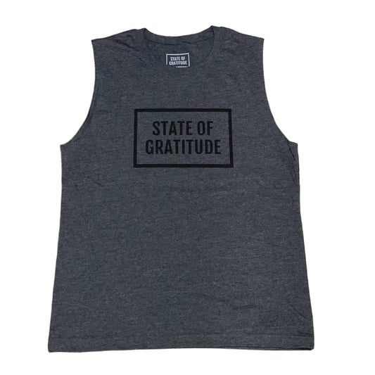 Grey and Black Print Muscle Tank